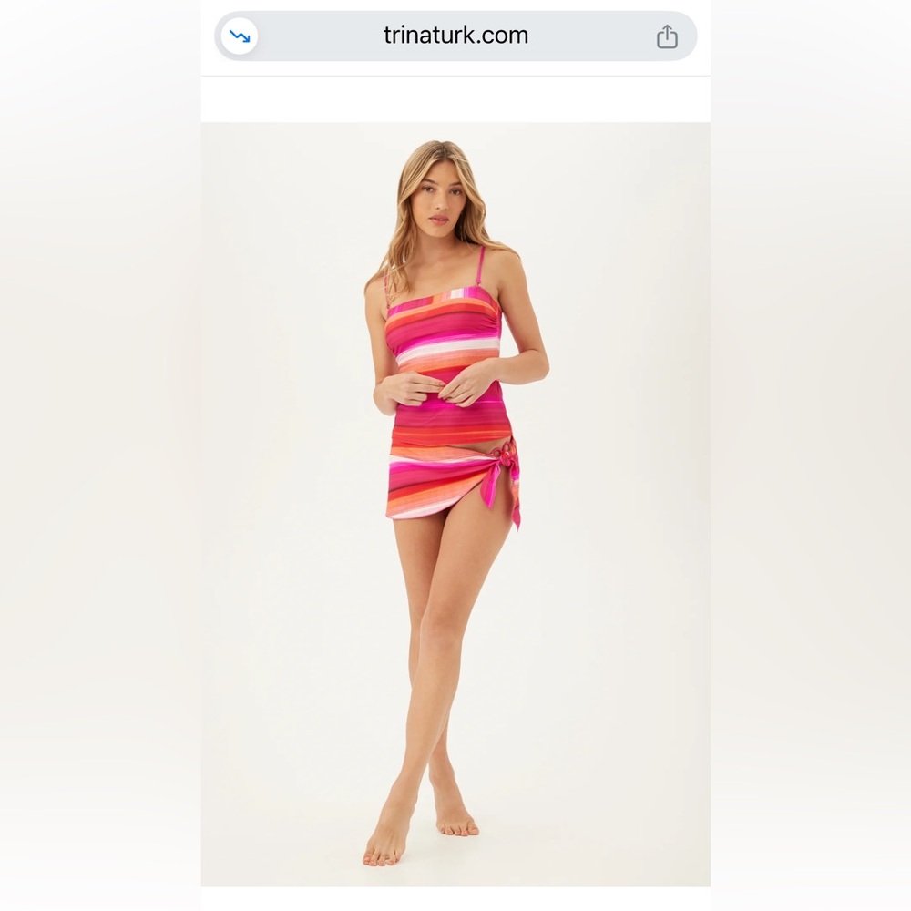 Trina Turk Soltice Stripe Plunge One-Piece (12) & Matching Sarong (small) - Picture 8 of 8